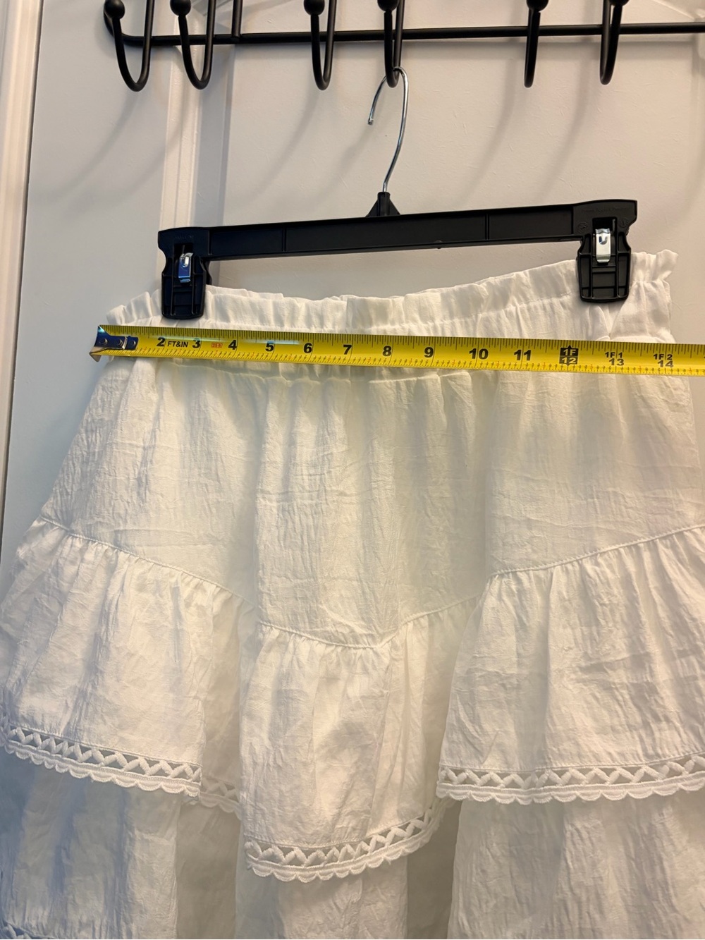Lomon White Tiered Mini Skirt NWT Medium Cotton Boho Cottagecore Elastic Waist - Picture 5 of 8